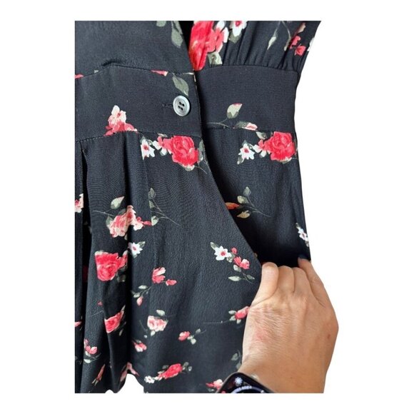 FRNCH Paris Dress Women Small Black Red Floral Print Fit And Flare Mini Boho - Picture 7 of 11